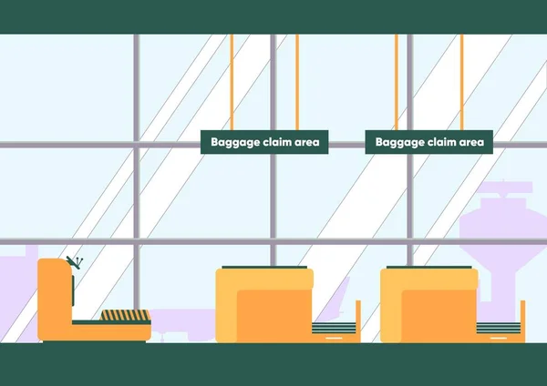 Area ritiro bagagli in aeroporto con sistema di trasporto — Vettoriale Stock