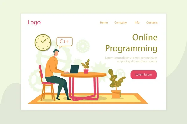 Banner voor online programmering en codering. — Stockvector