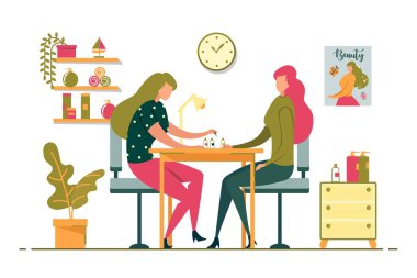 Girl Takes Care herself and Manicures Flat Banner.