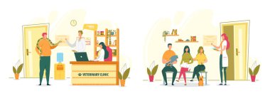 Veteriner Kliniğine Hayvan Getiren İnsanlar.