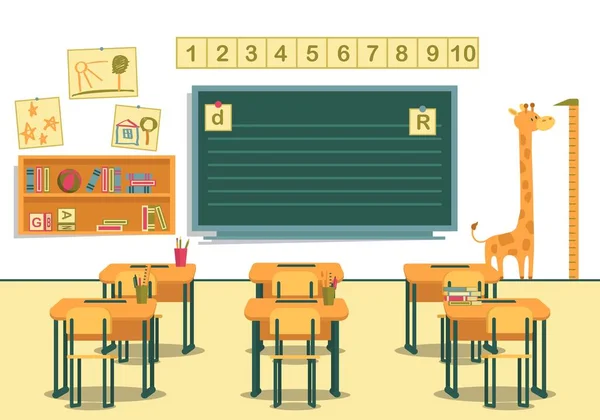 Primary School Class Room. View on Chalkboard — Stock Illustration Primary School Class Room. View on Chalkboard Stock Vector