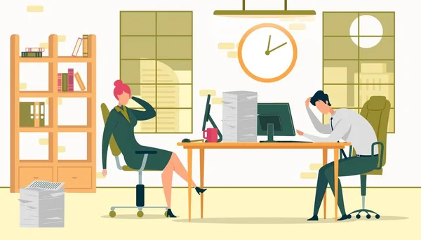 Business People Working Late Vector Illustration — 스톡 벡터