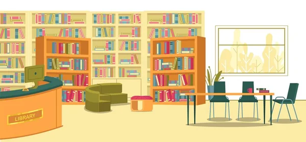 Biblioteca scolastica moderna Spazio per attività di apprendimento — Vettoriale Stock