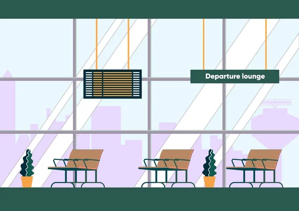 Avgång Lounge Interior Inside Airport Building — Stock vektor