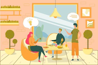 Aile Birlikte Akşam Yemeği Vektör İllüstrasyonu