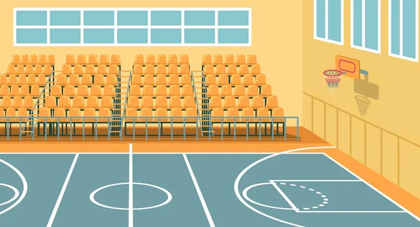 Школьный спортивный зал для тренировок, игр и мероприятий — стоковый вектор
