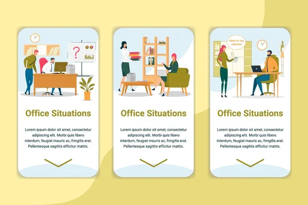 Bureau Situations Onboarding App Screen Template — Image vectorielle