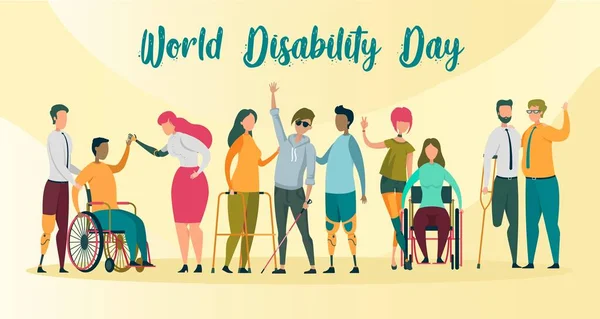 Bannière de la Journée mondiale du handicap, Personnes handicapées . — Image vectorielle