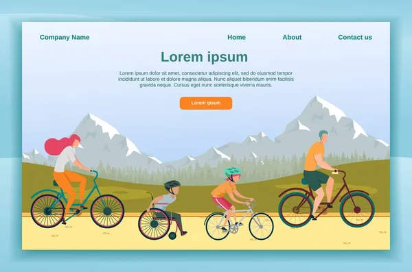 Cykla med familjen när sonen är handikappad — Stock vektor