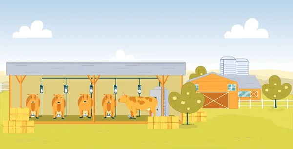 Ferme laitière pour la fabrication de produits laitiers qualitatifs . — Image vectorielle