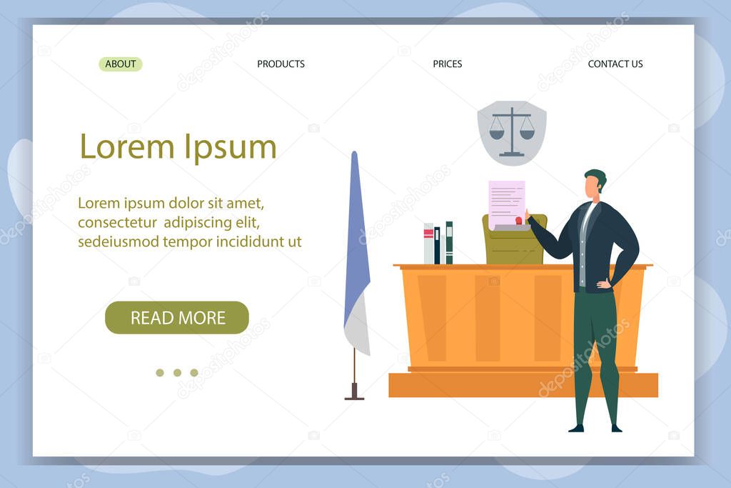 Convincing Speech at Court Session. Landing Page