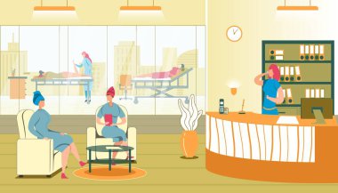 Spa Salonu Resepsiyon Salonu, Kadınlar Kaplıcayı Ziyaret Ediyor.