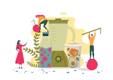 Sağlıklı İçecek, Meyve Smoothie ve Taze Bardak Yapımı.
