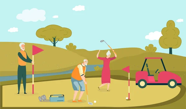 Firma gamle ven spiller golf i særligt felt . – Stock-vektor