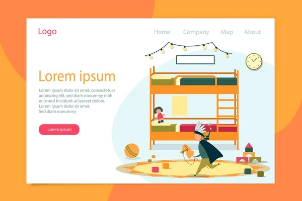 Happy Kid Indian Suit Play Landing Page Home Design Offre — Image vectorielle