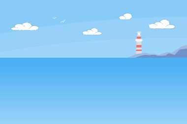 Deniz feneri kulesi Rocky Deniz Kıyısı Yazı 'nda duruyor