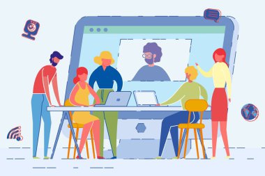 Buluşmada Adam Web Kamerasını Kullanırken Bilgisayar Ekranı.