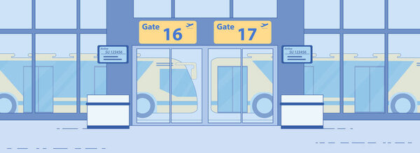 Airport Airside Bus Transfer Service Flat Vector