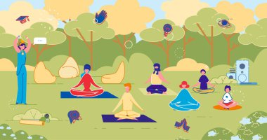 Park Fitness Eğitim Grubu 'nda açık havada yoga dersi.