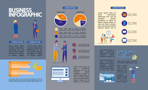 Infographie d'affaires avec des personnes et des diagrammes . — Image vectorielle