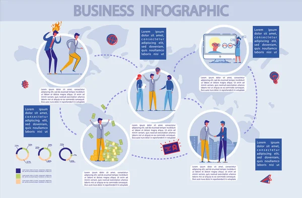 Бизнес-инфографика с персонажами . — стоковый вектор