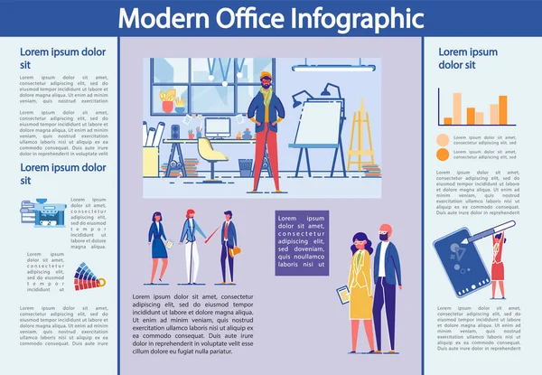 Ensemble d'infographie de bureau moderne avec des gens d'affaires — Image vectorielle