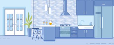 Moda Geniş Mutfak Tasarımı Fikri