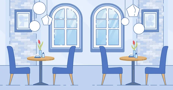 파란색으로 칠 한 현대식 카페 실내 — 스톡 벡터