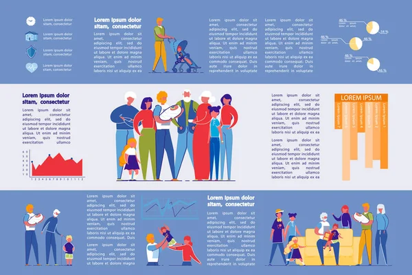 Различные семьи с детьми Инфографика . — стоковый вектор
