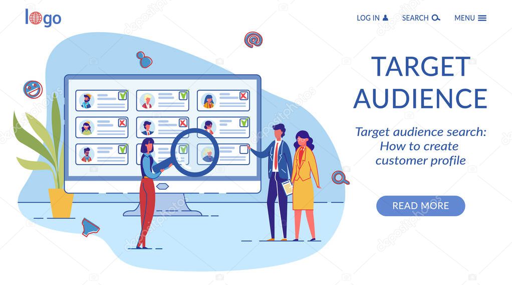 Target Customer Flat Vector Landing Page Template