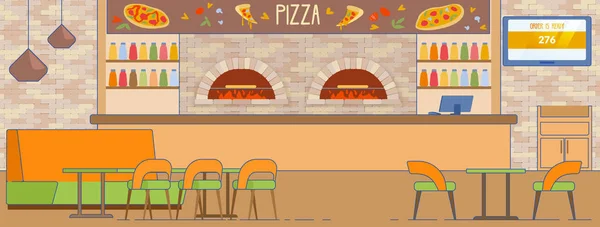 Servicio de entrega de pizza interior de pizzería vacía — Vector de stock