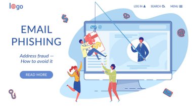 E- posta Phishing İniş Sayfa Düz Vektör Şablonu