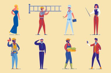 İnsanların Yaratıcı ve Çalışan Meslek Karakterleri.