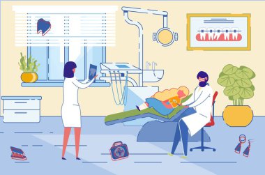 Çocuk Diş Hekimliği Ofisinde Diş Hekimi ve Hasta.