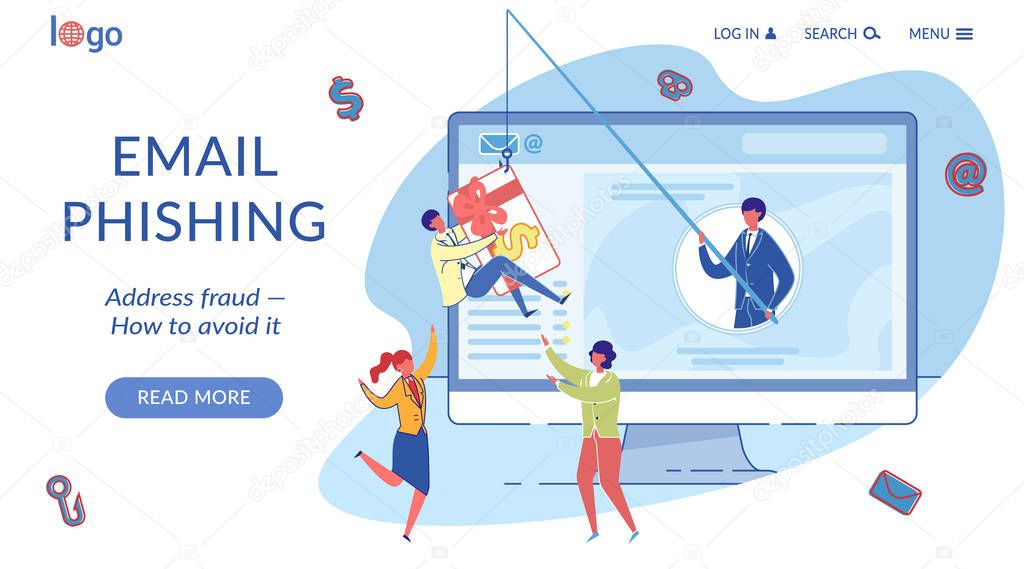 Email Phishing Landing Page Flat Vector Template