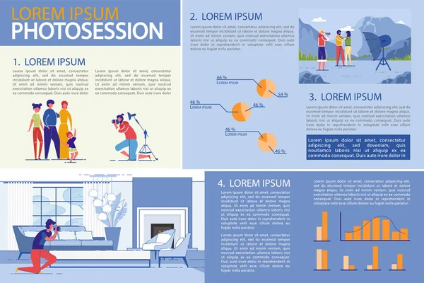 Foto-Session und Foto-Infografik-Set. — Stockvektor