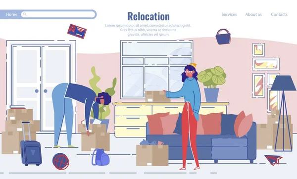 Relocation and Home Moving Service Landing Page — 图库矢量图片
