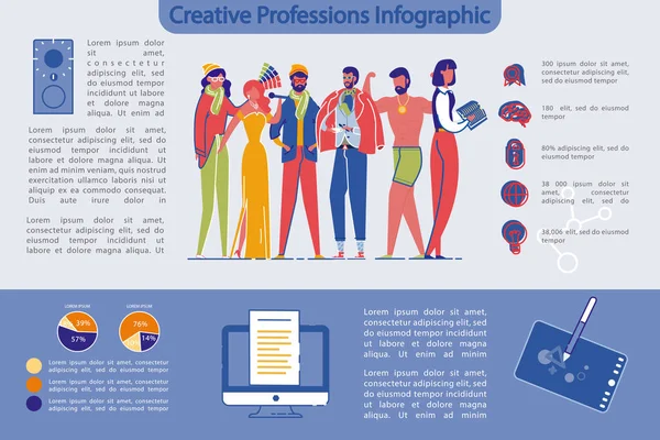 Infographie des professions créatives avec les gens . — Image vectorielle