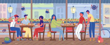 Terrace ile Açık Sokak Kafe 'de Boş Zaman.