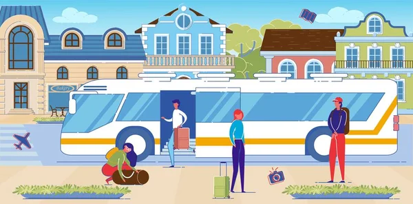 Seyahat Aşıkları Turist Mekiği Otobüsünden iniyor