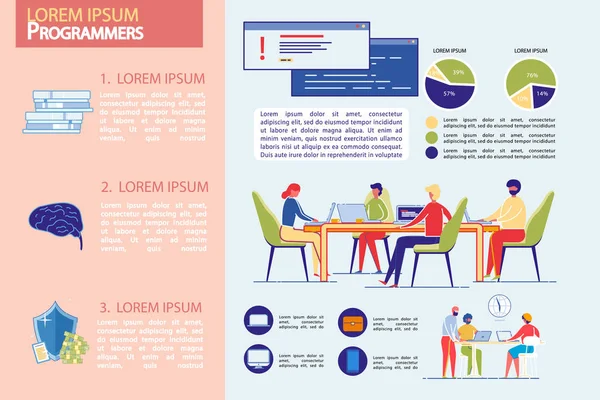 Conjunto de infografía de equipo profesional de programadores . — Vector de stock