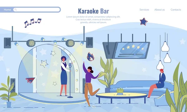 Flat Landing Page Publicidad Moderno Karaoke Bar — Archivo Imágenes Vectoriales
