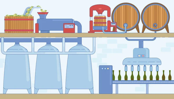 Production de vin ou de boissons alcoolisées à base de raisin . — Image vectorielle