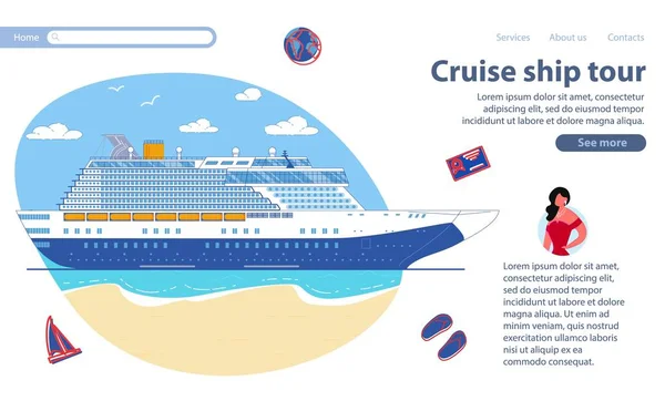 Inscrição Cruzeiro Ship Tour, Ilustração vetorial . —  Vetores de Stock