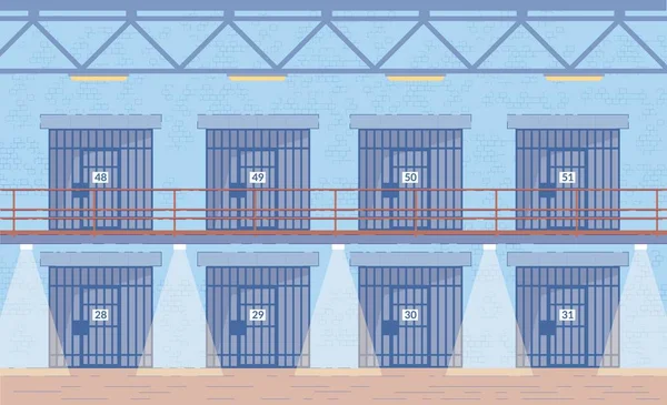 Prison Corridors Cells Doors Vector Background. — Stock Vector