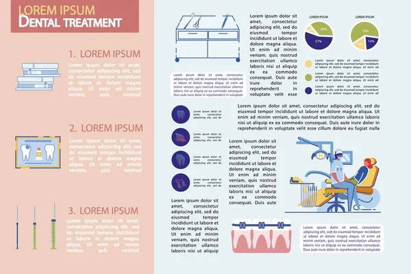 Ilustración sobre Enfermedades y Tratamiento Dental . — Vector de stock