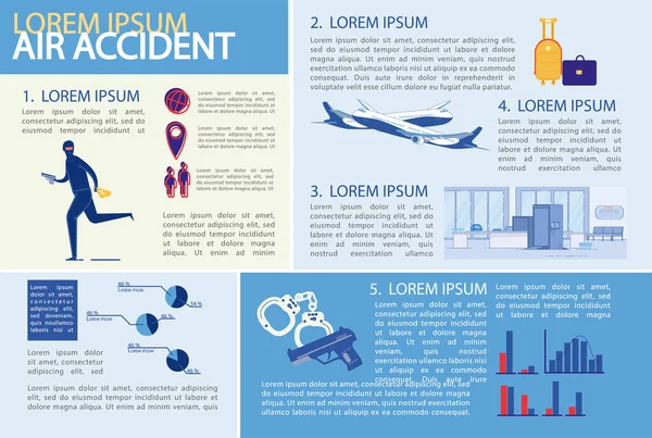 Infosatz zu Flugunfällen oder Flugzeugkatastrophen. — Stockvektor