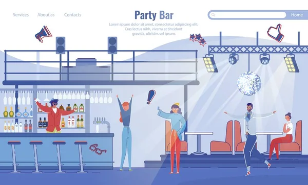 Pagina di destinazione Invito a visitare Modern Party Bar — Vettoriale Stock