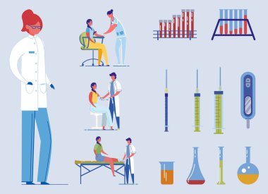 Nurse and Doctor Set with Single Character Cartoon