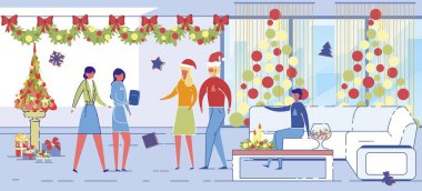 People Celebrate Christmas or New Year Holidays